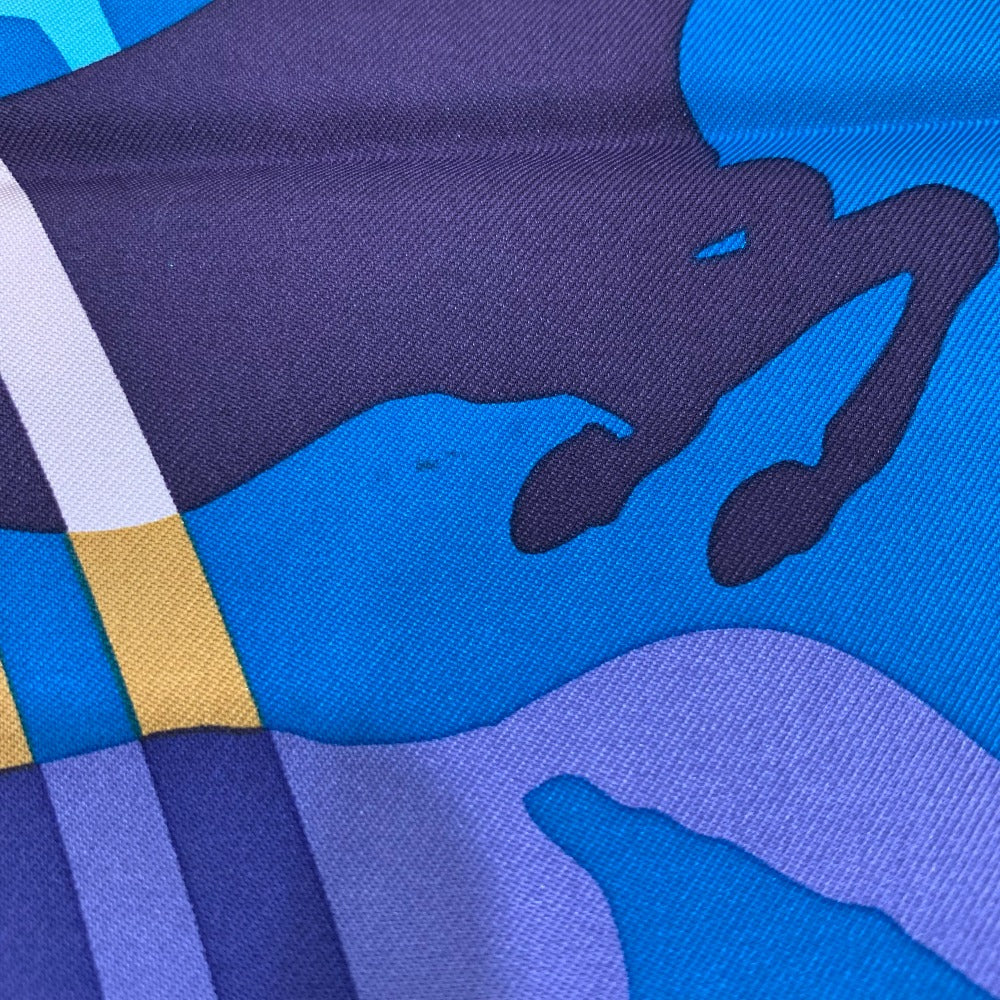 HERMES scarf silk Blue type Carre90 EX LIBRIS EN CAMOUFLAGE EX LIBRIS EN CAMOUFLAGE Women Used Authentic