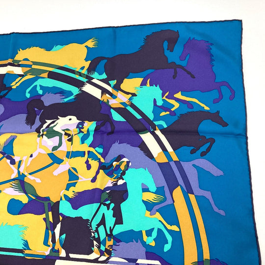 HERMES scarf silk Blue type Carre90 EX LIBRIS EN CAMOUFLAGE EX LIBRIS EN CAMOUFLAGE Women Used Authentic