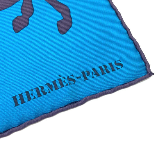 HERMES scarf silk Blue type Carre90 EX LIBRIS EN CAMOUFLAGE EX LIBRIS EN CAMOUFLAGE Women Used Authentic
