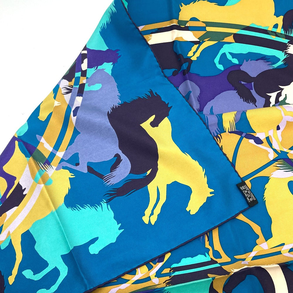 HERMES scarf silk Blue type Carre90 EX LIBRIS EN CAMOUFLAGE EX LIBRIS EN CAMOUFLAGE Women Used Authentic