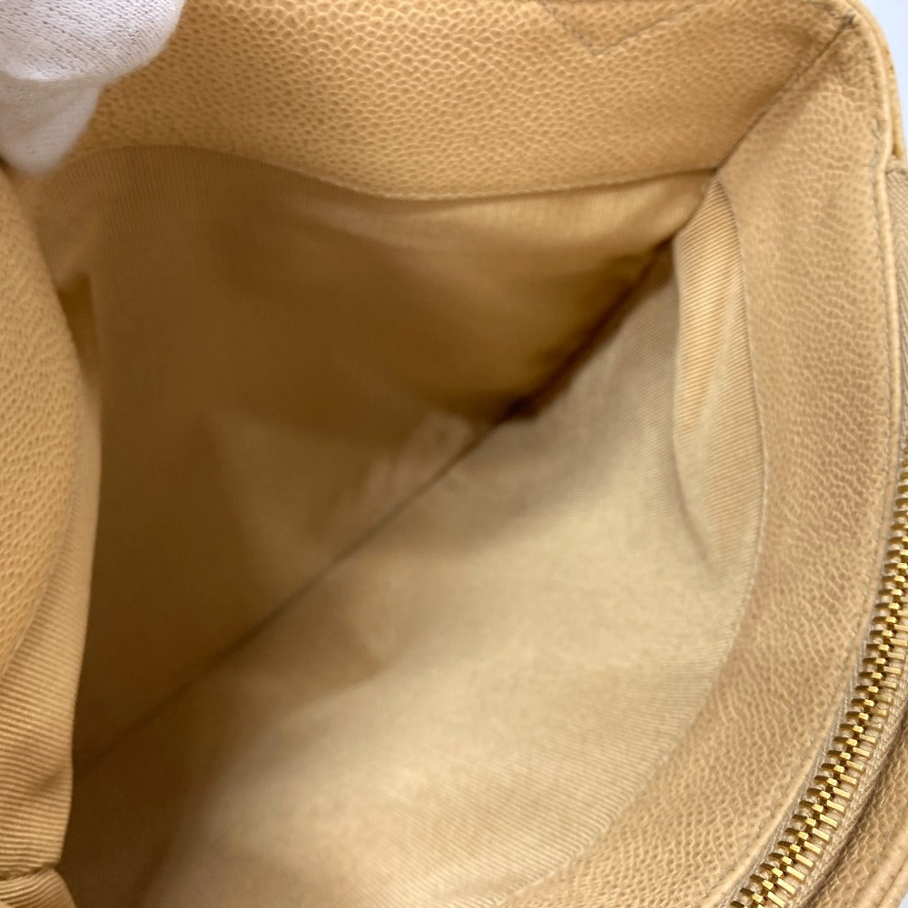 CHANEL Tote Bag Caviar skin beige logo Women Used Authentic