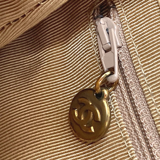 CHANEL Tote Bag Caviar skin beige logo Women Used Authentic