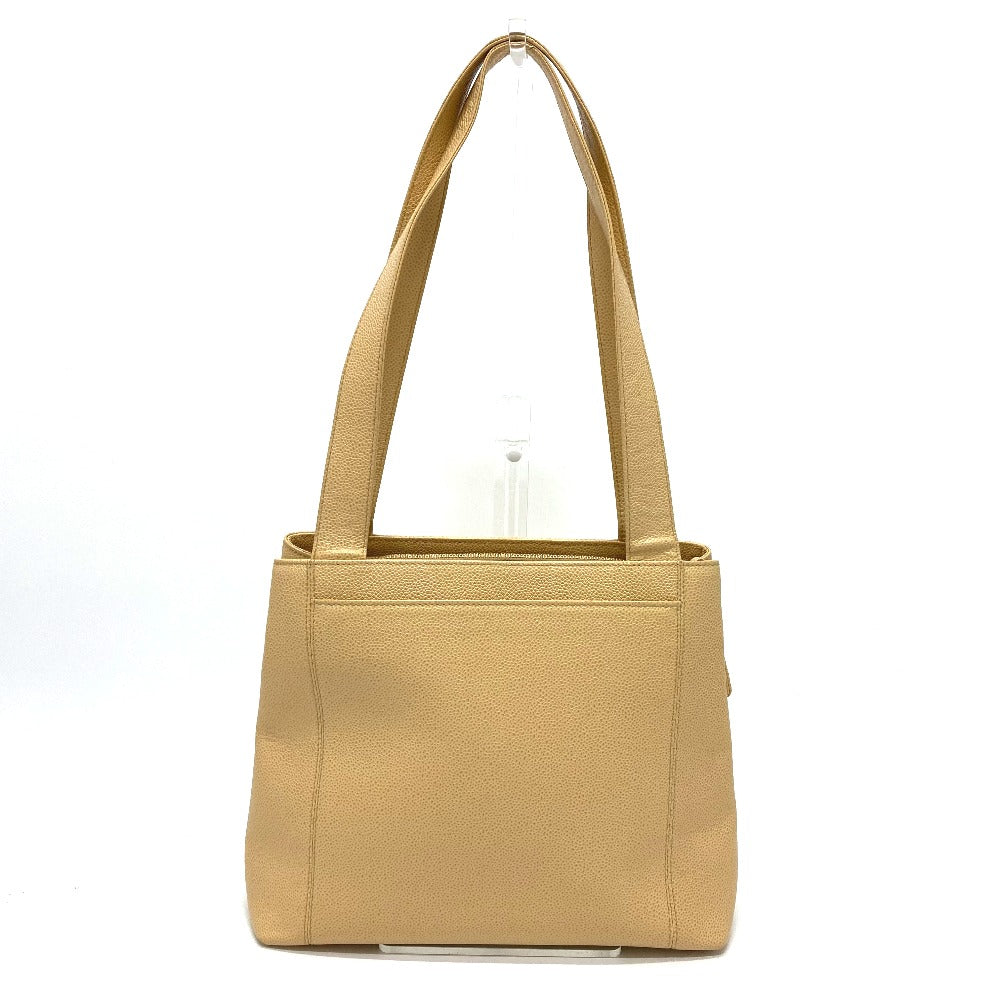 CHANEL Tote Bag Caviar skin beige logo Women Used Authentic