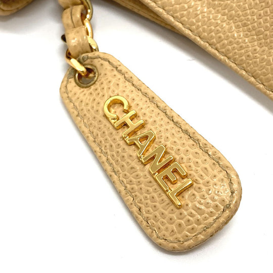 CHANEL Tote Bag Caviar skin beige logo Women Used Authentic
