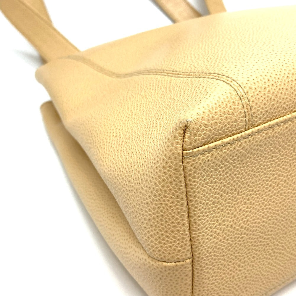 CHANEL Tote Bag Caviar skin beige logo Women Used Authentic