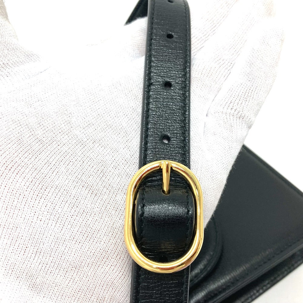 GUCCI Shoulder Bag 589474 Calf leather black GG Marmont flap Women Used Authentic