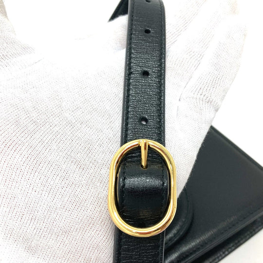 GUCCI Shoulder Bag 589474 Calf leather black GG Marmont flap Women Used Authentic
