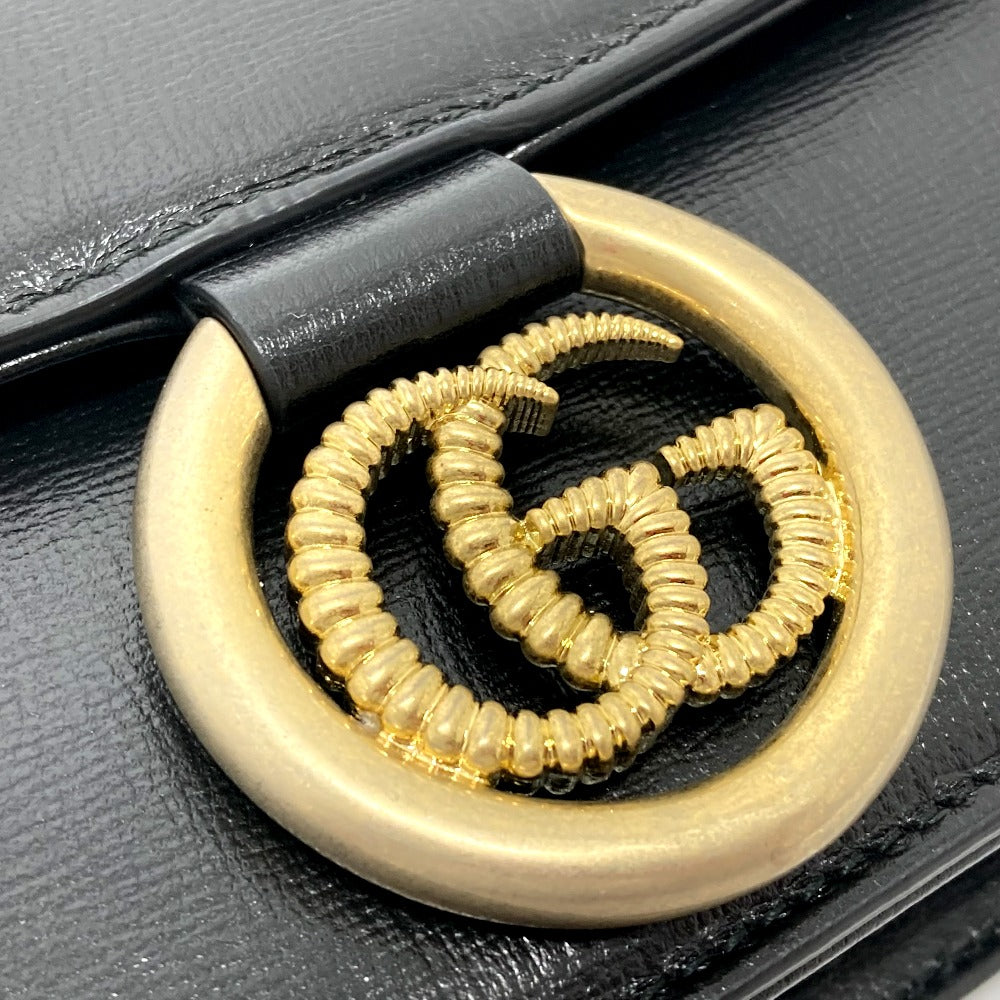 GUCCI Shoulder Bag 589474 Calf leather black GG Marmont flap Women Used Authentic