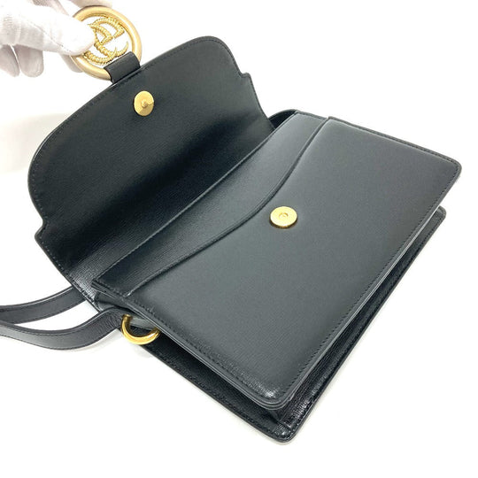 GUCCI Shoulder Bag 589474 Calf leather black GG Marmont flap Women Used Authentic
