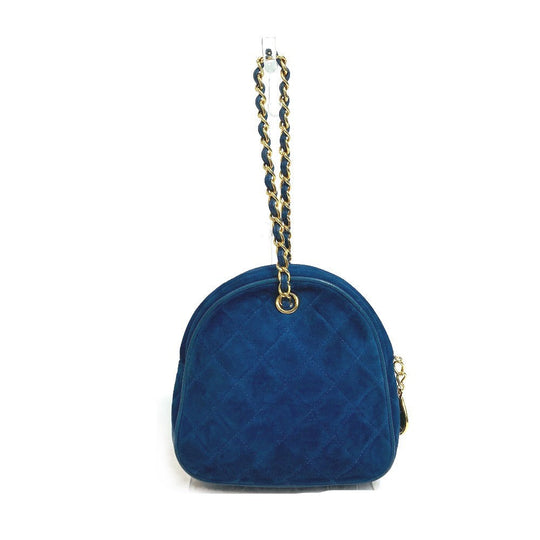 CHANEL Handbag suede blue COCO Mark CC Matrasse Chain Women Used Authentic