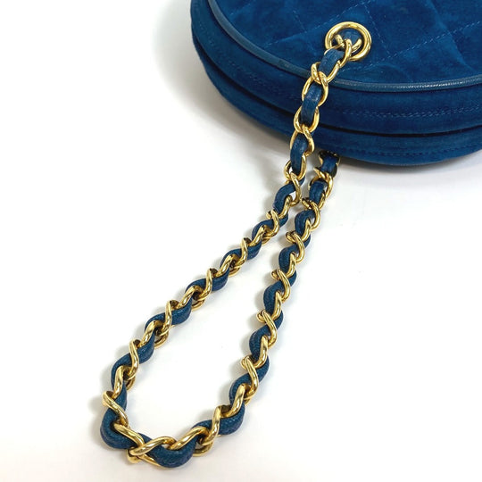 CHANEL Handbag suede blue COCO Mark CC Matrasse Chain Women Used Authentic