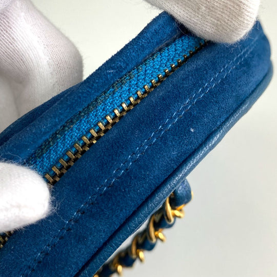 CHANEL Handbag suede blue COCO Mark CC Matrasse Chain Women Used Authentic