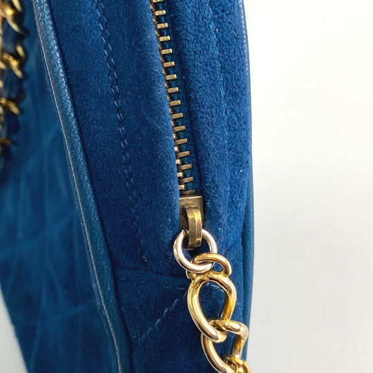 CHANEL Handbag suede blue COCO Mark CC Matrasse Chain Women Used Authentic