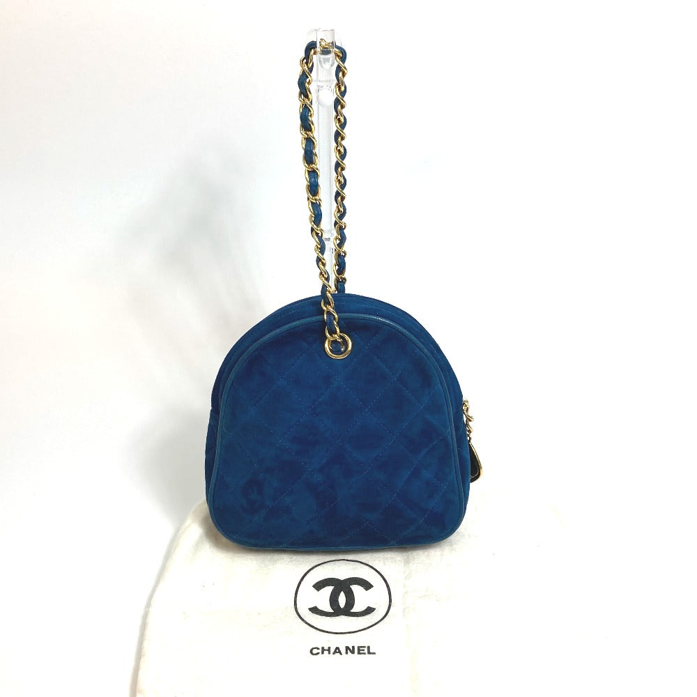 CHANEL Handbag suede blue COCO Mark CC Matrasse Chain Women Used Authentic