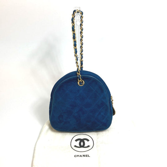 CHANEL Handbag suede blue COCO Mark CC Matrasse Chain Women Used Authentic