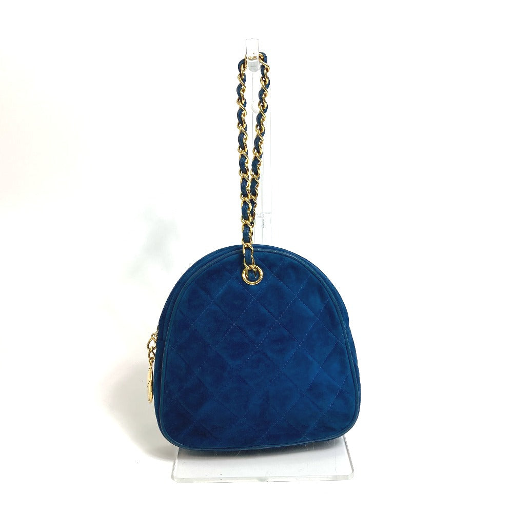 CHANEL Handbag suede blue COCO Mark CC Matrasse Chain Women Used Authentic