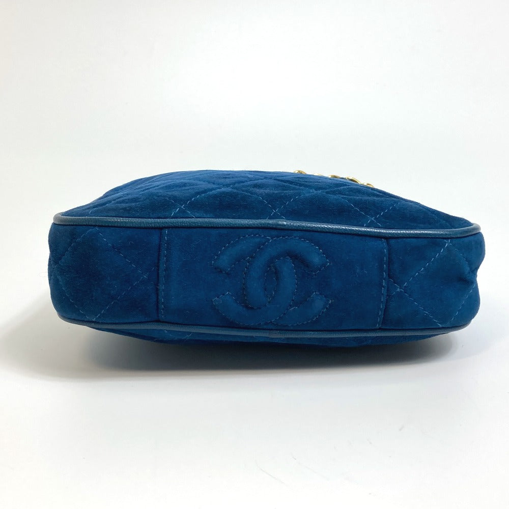 CHANEL Handbag suede blue COCO Mark CC Matrasse Chain Women Used Authentic