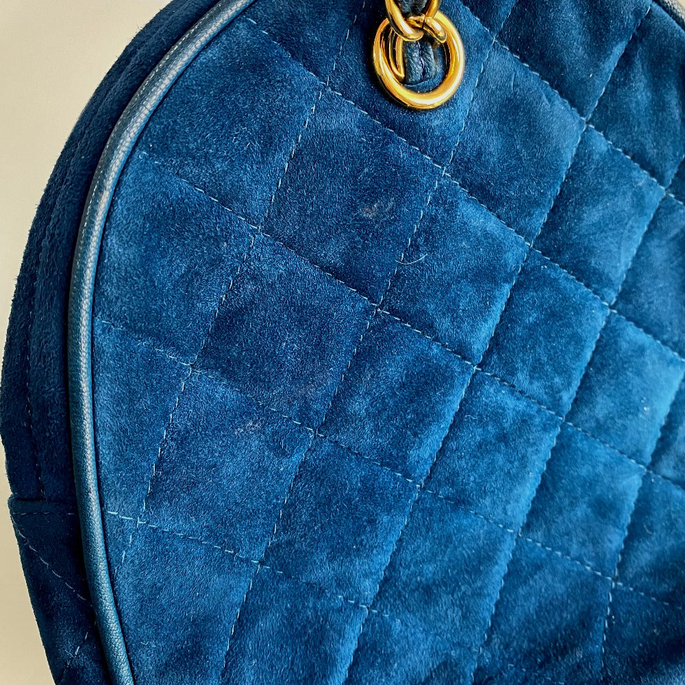 CHANEL Handbag suede blue COCO Mark CC Matrasse Chain Women Used Authentic