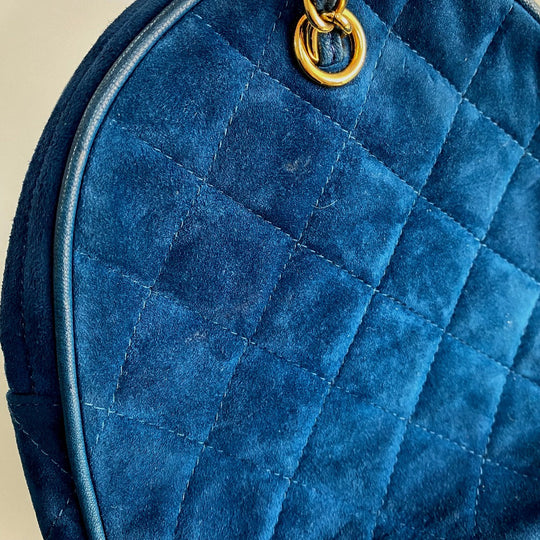 CHANEL Handbag suede blue COCO Mark CC Matrasse Chain Women Used Authentic