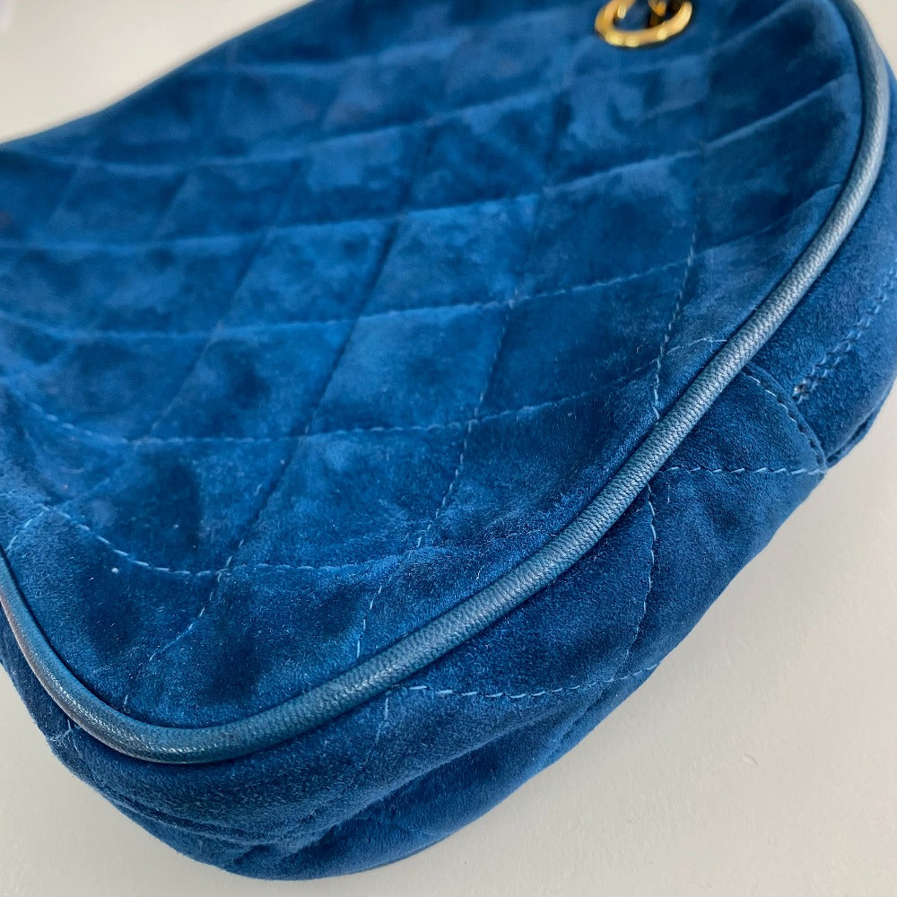 CHANEL Handbag suede blue COCO Mark CC Matrasse Chain Women Used Authentic