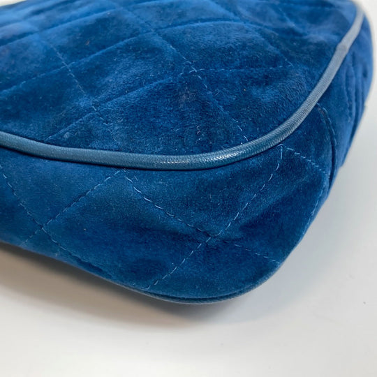 CHANEL Handbag suede blue COCO Mark CC Matrasse Chain Women Used Authentic