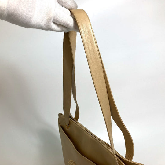 CHANEL Tote Bag lambskin beige Bag Shoulder Bag CC COCO Mark logo Studs Women Used Authentic