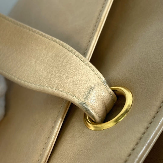 CHANEL Tote Bag lambskin beige Bag Shoulder Bag CC COCO Mark logo Studs Women Used Authentic