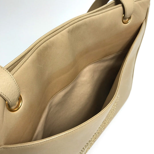 CHANEL Tote Bag lambskin beige Bag Shoulder Bag CC COCO Mark logo Studs Women Used Authentic