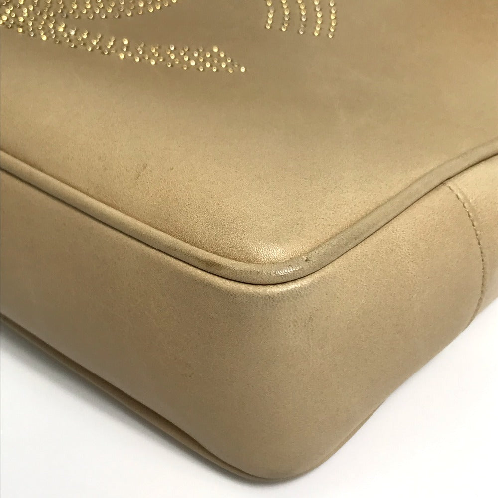 CHANEL Tote Bag lambskin beige Bag Shoulder Bag CC COCO Mark logo Studs Women Used Authentic