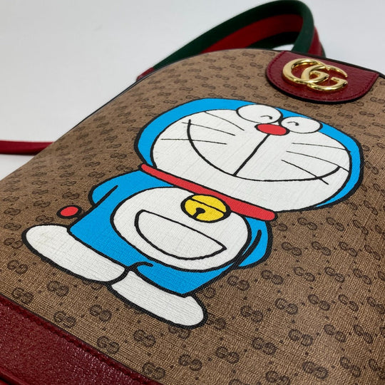 GUCCI Backpack 647816 PVC / Leather Beige x red GG Supreme Doraemon x GUCCI Small unisex(Unisex) Used Authentic