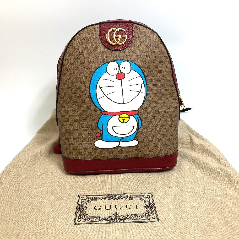 GUCCI Backpack 647816 PVC / Leather Beige x red GG Supreme Doraemon x GUCCI Small unisex(Unisex) Used Authentic
