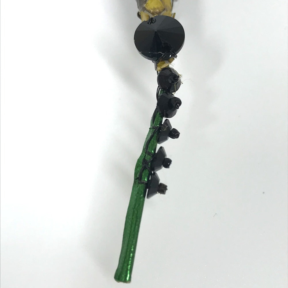 MIUMIU Brooch leather Green x pink Dragonfly Women Used Authentic