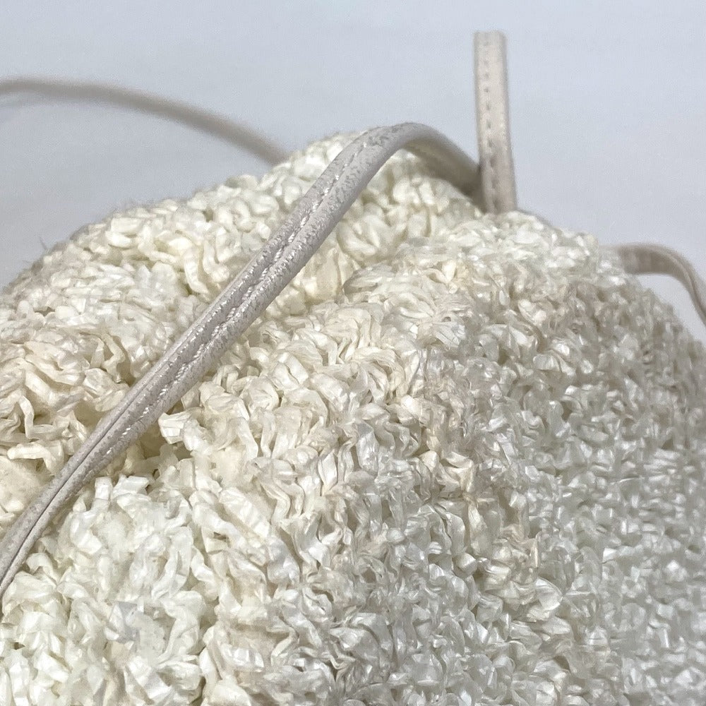 BOTTEGAVENETA Shoulder Bag 585852 Nylon / leather white Gamaguchi Mini the pouch Women Used Authentic