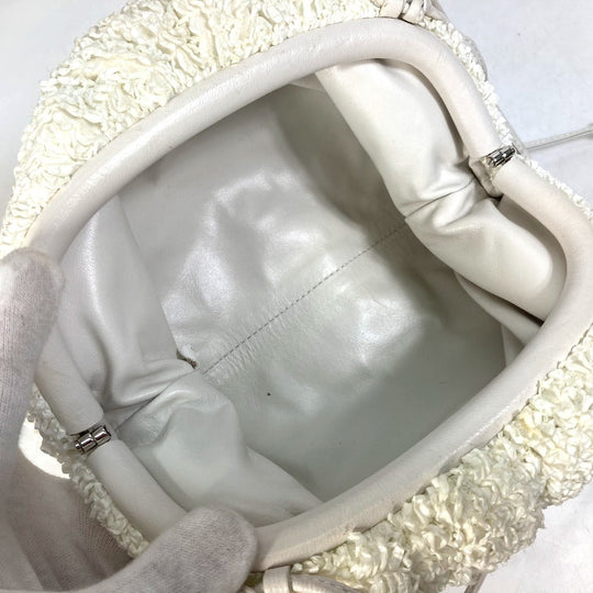 BOTTEGAVENETA Shoulder Bag 585852 Nylon / leather white Gamaguchi Mini the pouch Women Used Authentic