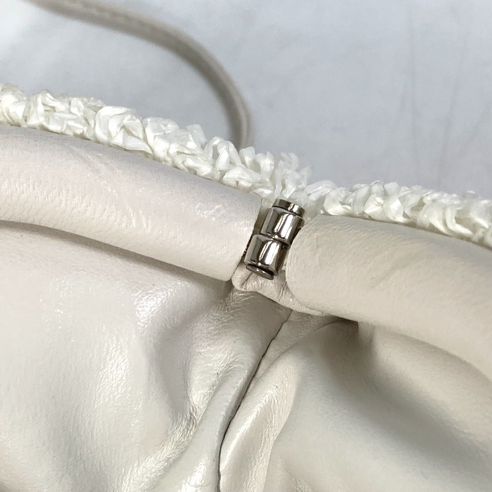 BOTTEGAVENETA Shoulder Bag 585852 Nylon / leather white Gamaguchi Mini the pouch Women Used Authentic