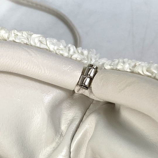 BOTTEGAVENETA Shoulder Bag 585852 Nylon / leather white Gamaguchi Mini the pouch Women Used Authentic