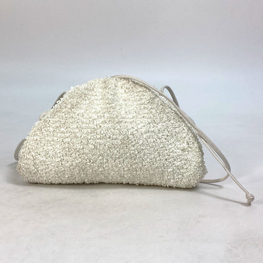 BOTTEGAVENETA Shoulder Bag 585852 Nylon / leather white Gamaguchi Mini the pouch Women Used Authentic