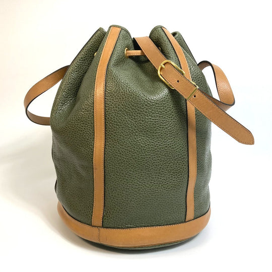 Dior Shoulder Bag leather khaki CDMetal purse Women Used Authentic