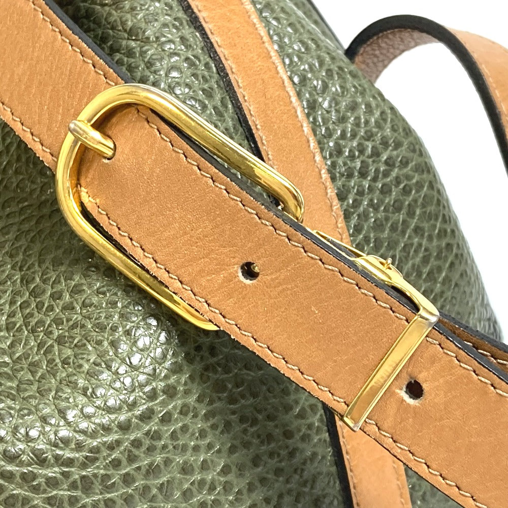 Dior Shoulder Bag leather khaki CDMetal purse Women Used Authentic