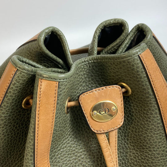 Dior Shoulder Bag leather khaki CDMetal purse Women Used Authentic