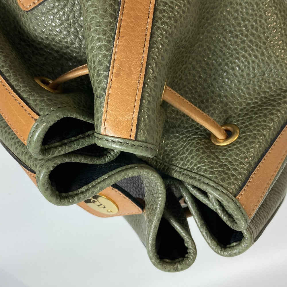 Dior Shoulder Bag leather khaki CDMetal purse Women Used Authentic