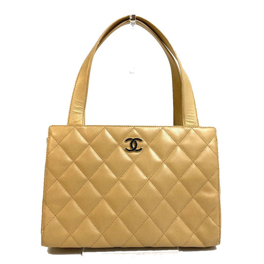 CHANEL Handbag lambskin beige CCCOCO Mark Matrasse Women Used Authentic