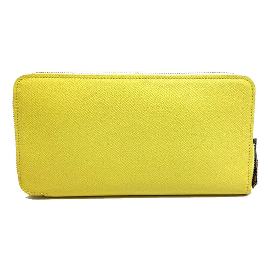 HERMES Long Wallet Purse Epsom yellow Silk in Azap Long Women Used Authentic
