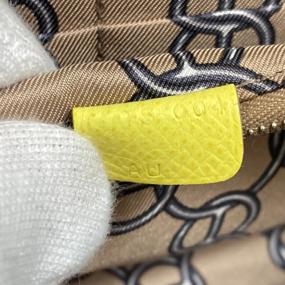 HERMES Long Wallet Purse Epsom yellow Silk in Azap Long Women Used Authentic
