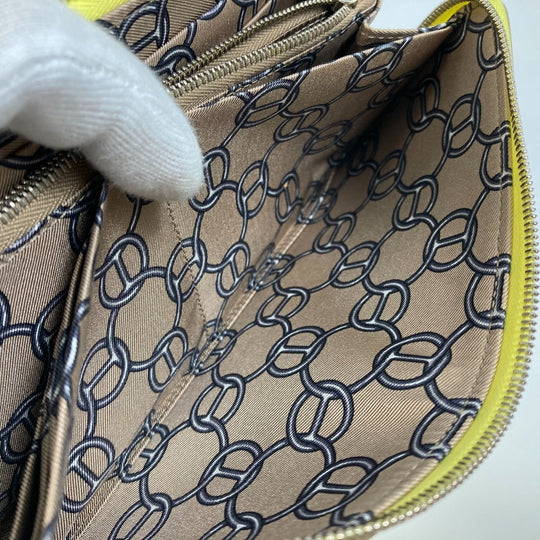 HERMES Long Wallet Purse Epsom yellow Silk in Azap Long Women Used Authentic