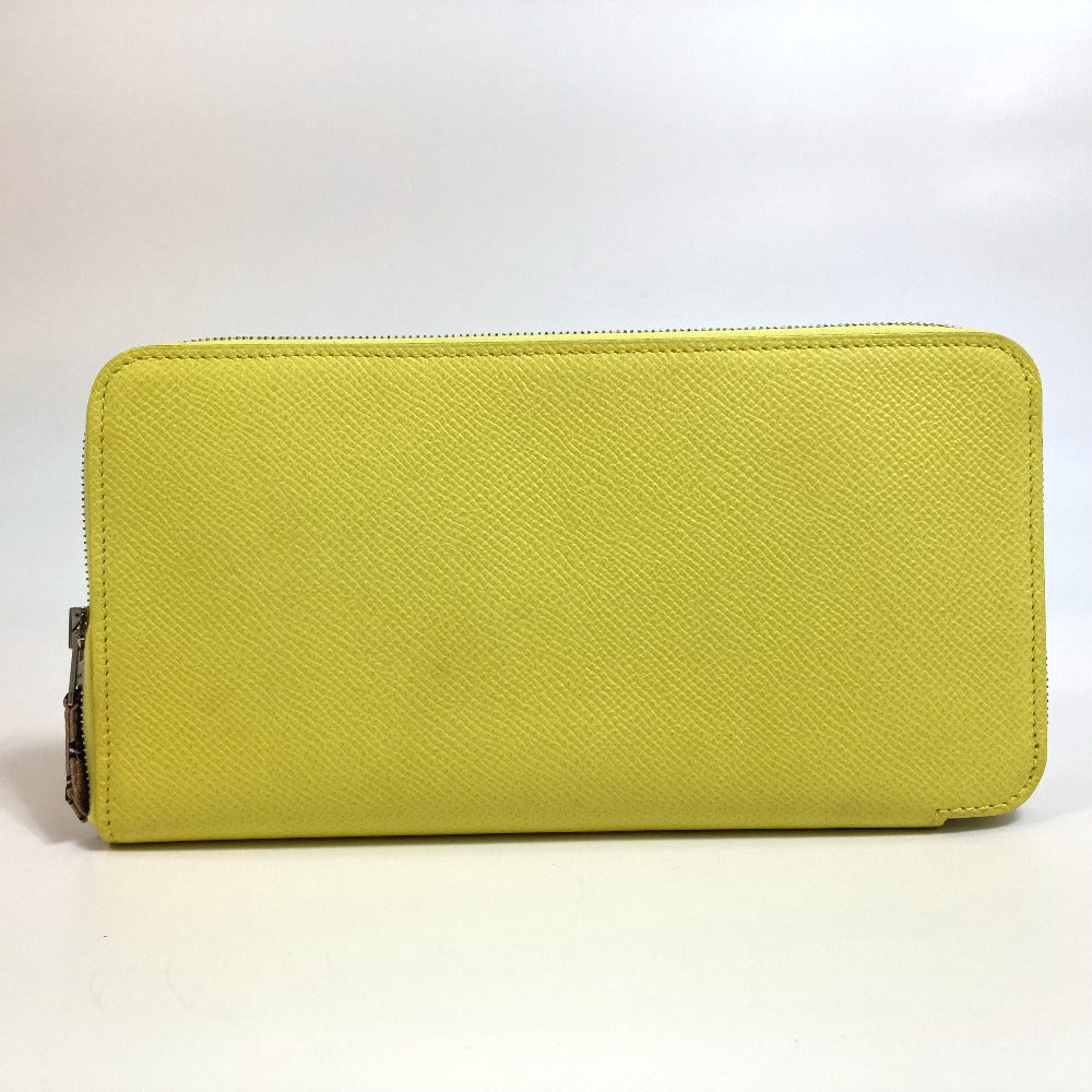 HERMES Long Wallet Purse Epsom yellow Silk in Azap Long Women Used Authentic