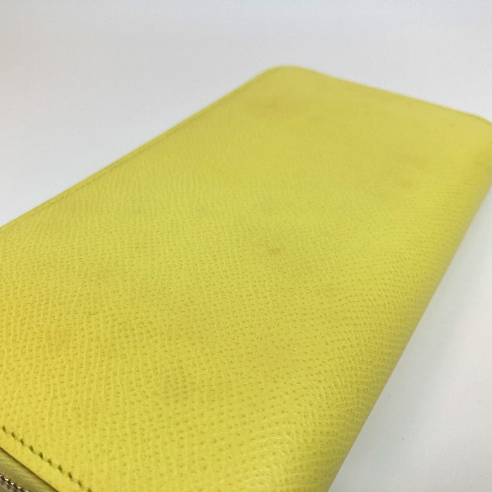 HERMES Long Wallet Purse Epsom yellow Silk in Azap Long Women Used Authentic