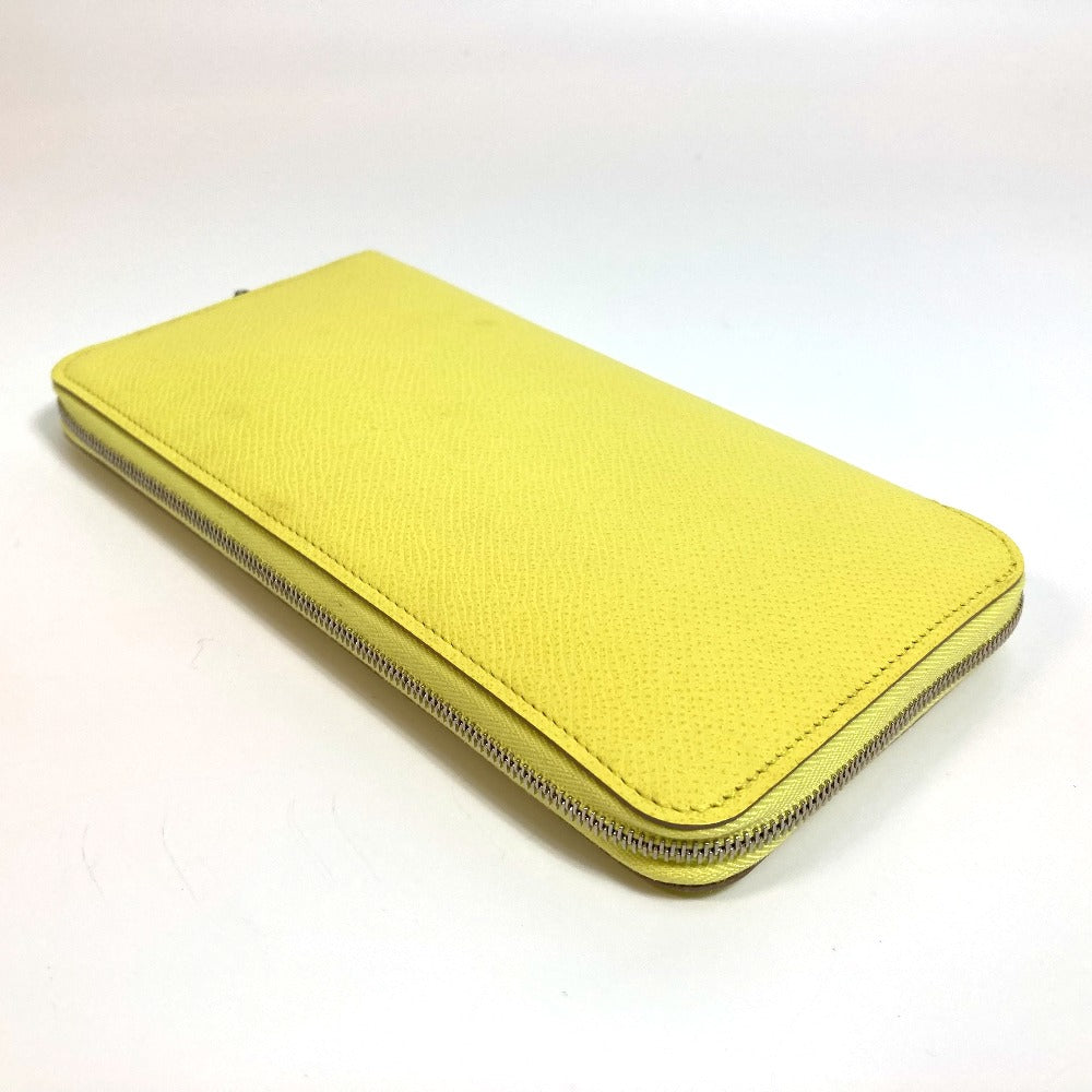 HERMES Long Wallet Purse Epsom yellow Silk in Azap Long Women Used Authentic