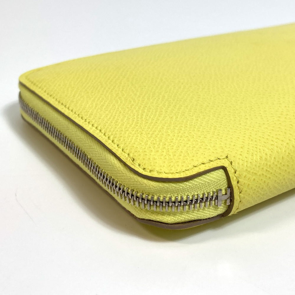 HERMES Long Wallet Purse Epsom yellow Silk in Azap Long Women Used Authentic