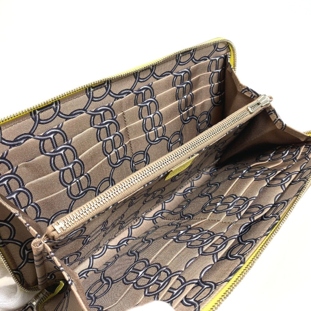 HERMES Long Wallet Purse Epsom yellow Silk in Azap Long Women Used Authentic